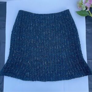CLUB MONACO Wool Blend Tweed Navy Mini Skirt women sz 6 A Line Trumpet